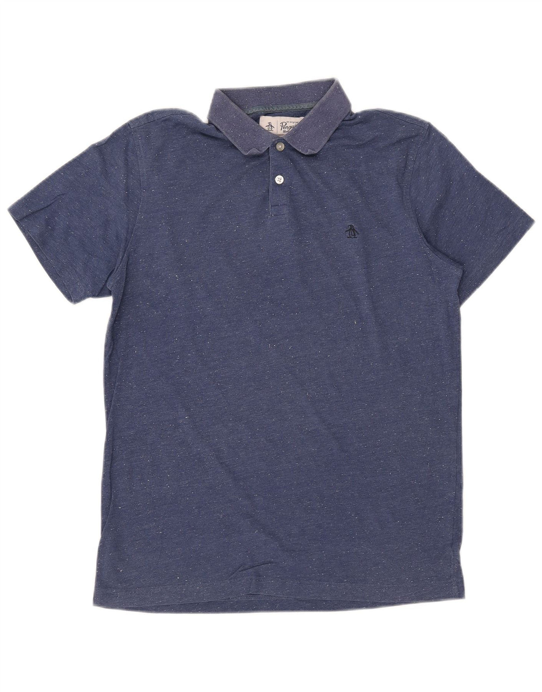 PENGUIN Herren-Poloshirt aus mittelblau gesprenkelter Baumwolle