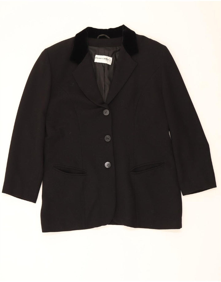 PIERRE CARDIN Womens Longline 3 Button Blazer Jacket UK 18 XL Black Vintage Pierre Cardin and Second-Hand Pierre Cardin from Messina Hembry 