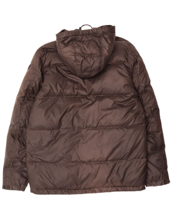 Diesel Herren-Jacke mit Kapuze, gepolstert, UK 38, mittelgraues Nylon