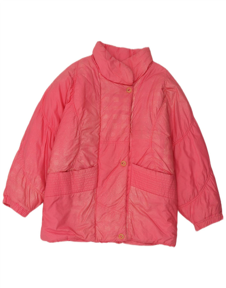 Vintage Damen Übergroßer gepolsterter Mantel UK 8 Kleine rosa Baumwolle