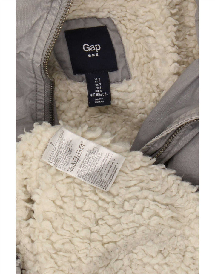 Gap Damen-Parkajacke mit Kapuze, UK 10, Größe S, graue Baumwolle