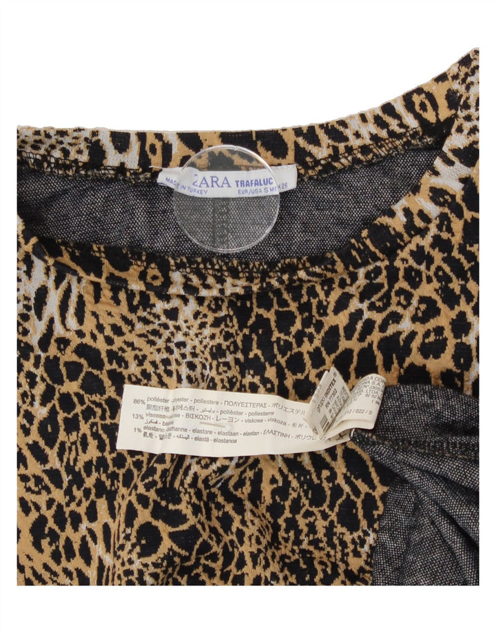 ZARA Womens Oversized Blouse Top UK 10 Small Brown Animal Print Leopard Vintage Zara and Second-Hand Zara from Messina Hembry 