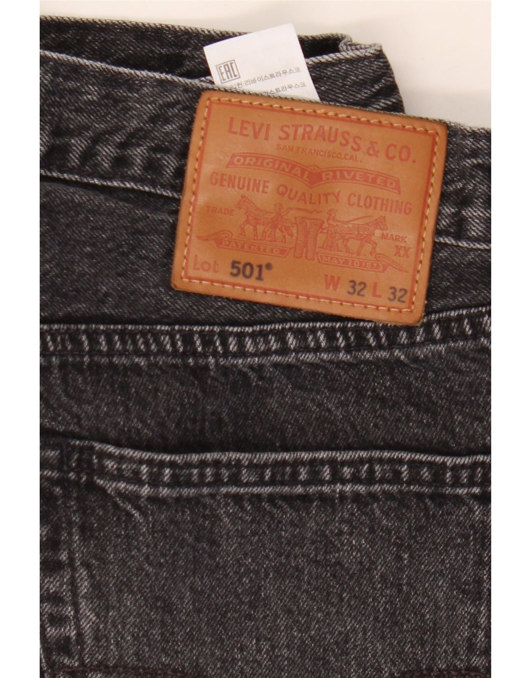 LEVI'S Herren 501 Straight Jeans W32 L32 Graue Baumwolle