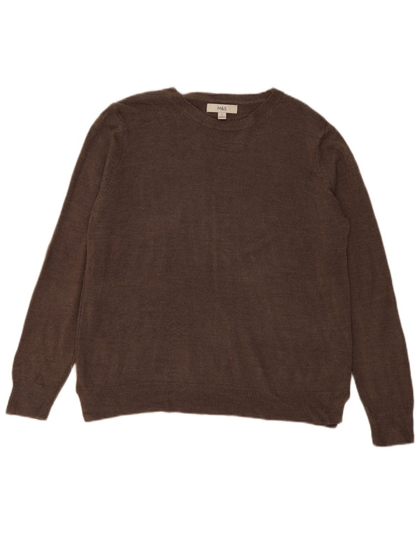 Marks & Spencer Damen-Pullover mit U-Boot-Ausschnitt, Gr. 14, Größe L, Braun, Acryl