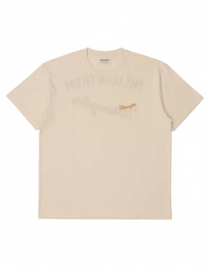 WRANGLER Mens Loose Fit Graphic T-Shirt Top Medium White Cotton