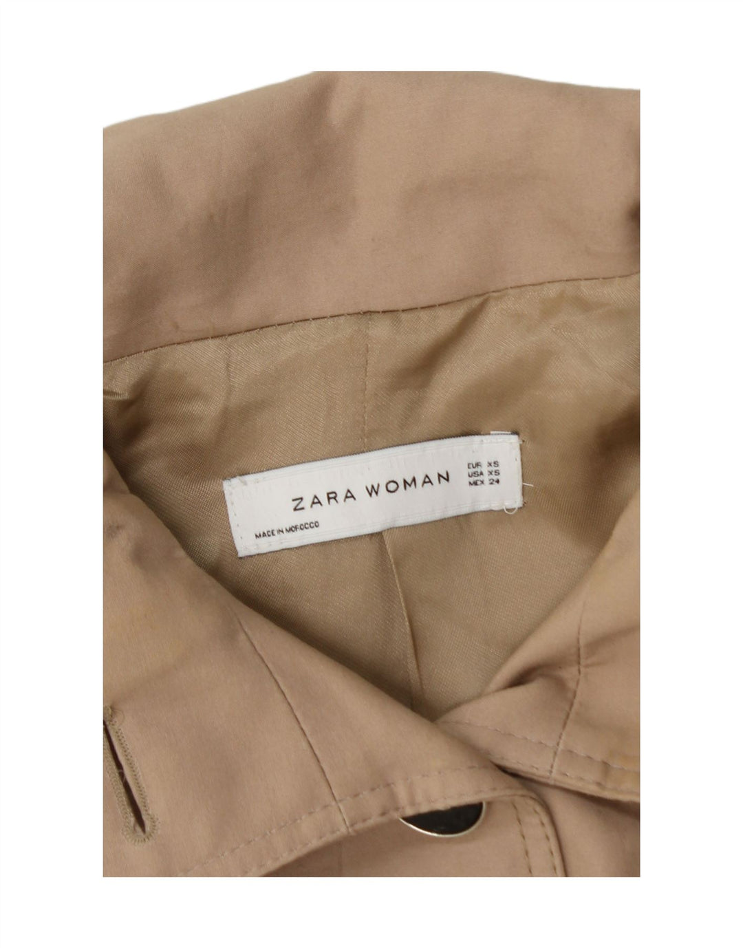 ZARA Womens Overcoat UK 6 XS Beige Cotton Vintage Zara and Second-Hand Zara from Messina Hembry 
