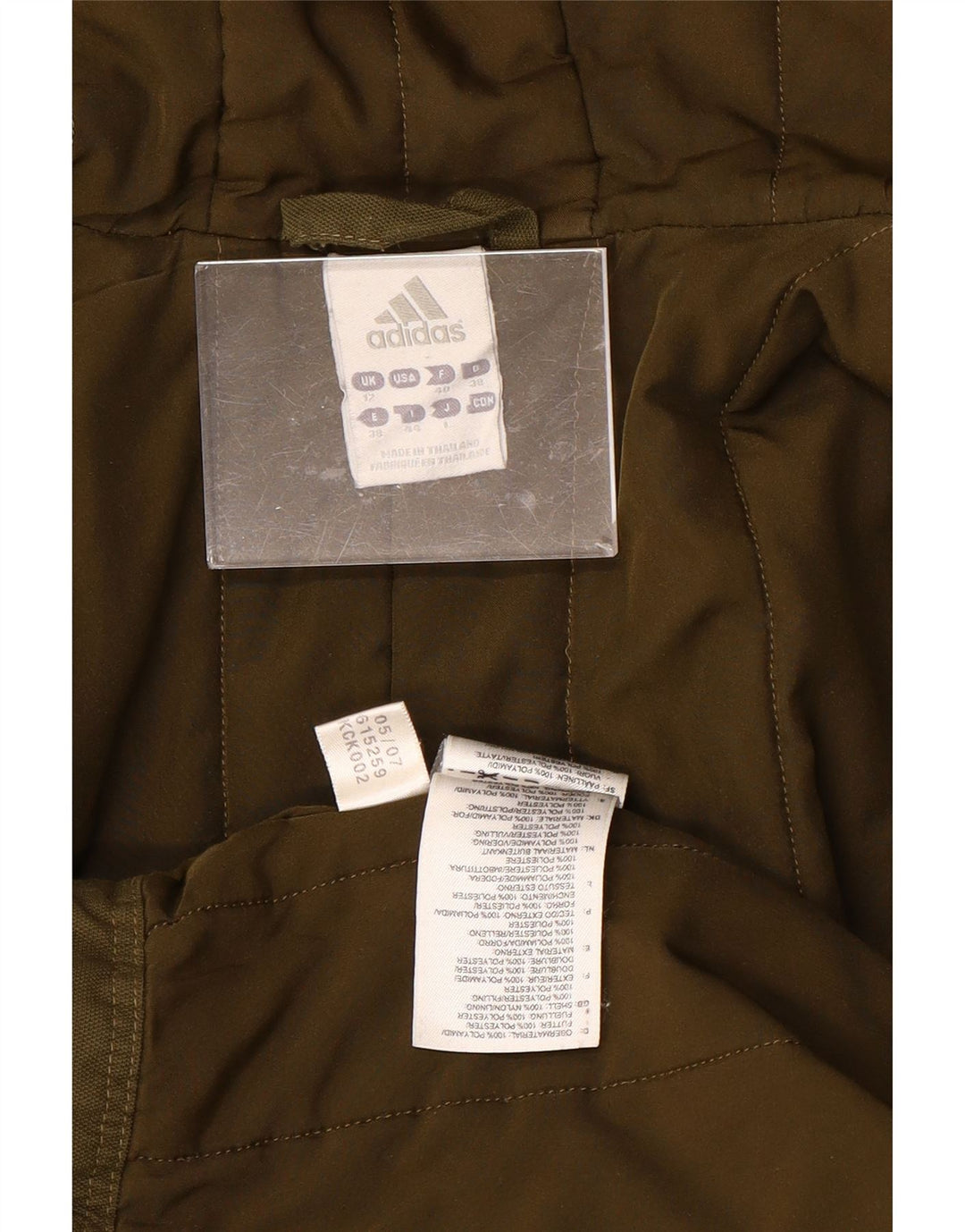 ADIDAS Damen Kapuzenmantel UK 12 Medium Khaki Polyester