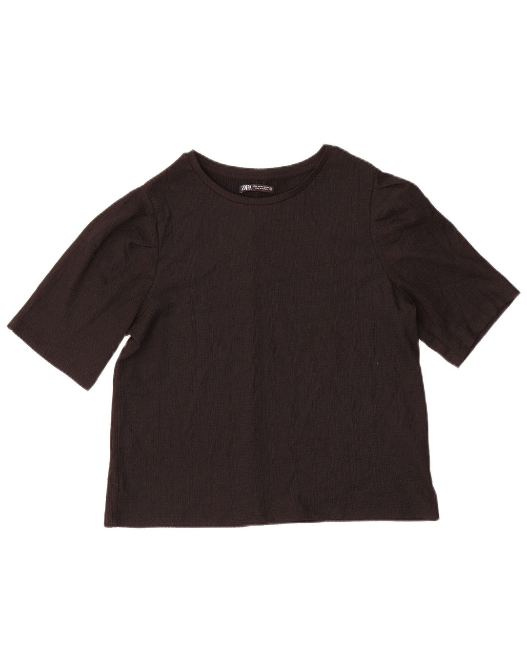 Zara Damen T-Shirt Top UK 14 Medium Schwarz Polyester