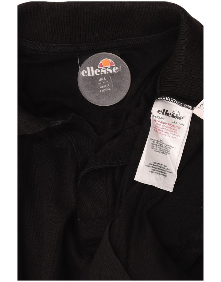 Ellesse Herren-Poloshirt, groß, schwarze Baumwolle