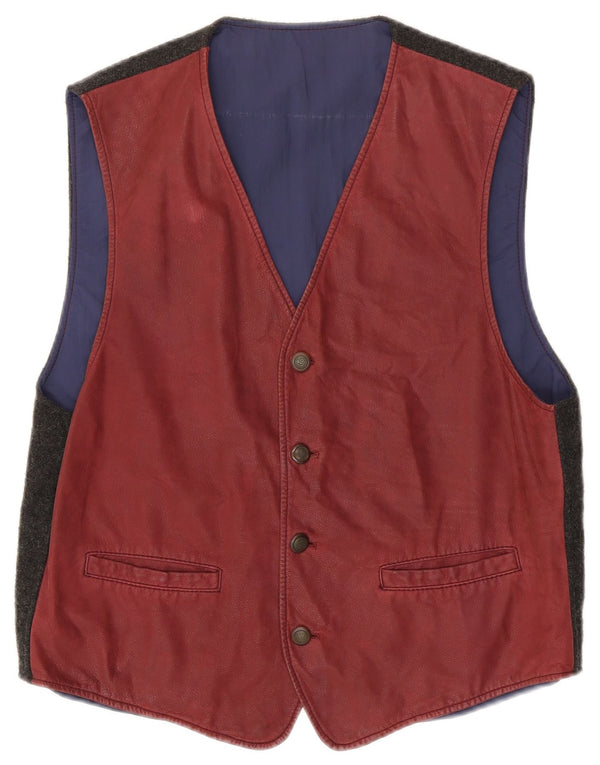 Vintage Herrenweste Medium Maroon Colourblock