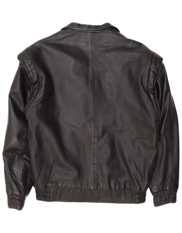 Vintage Damen Übergroße Leder-Bikerjacke EU 36 Kleines schwarzes Leder