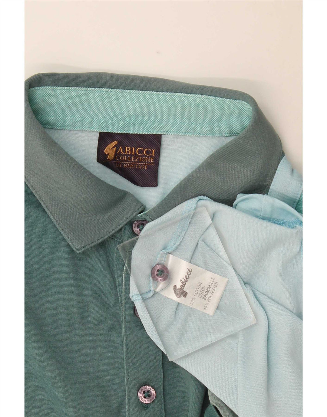 Gabicci Herren-Poloshirt, groß, blaue Farbblock-Baumwolle