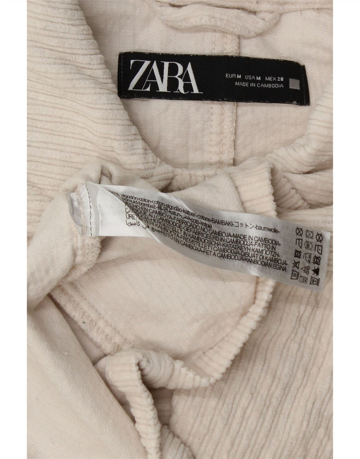 Zara Damen Cordjacke UK 14 Mittelweiße Baumwolle