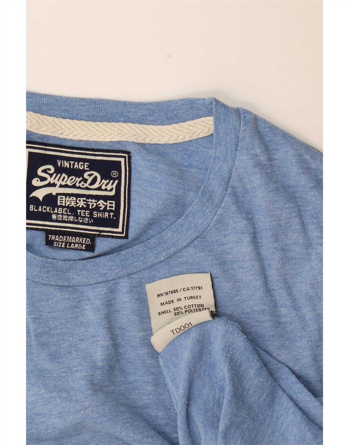 Superdry Herren-T-Shirt-Oberteil, groß, blau gefleckte Baumwolle
