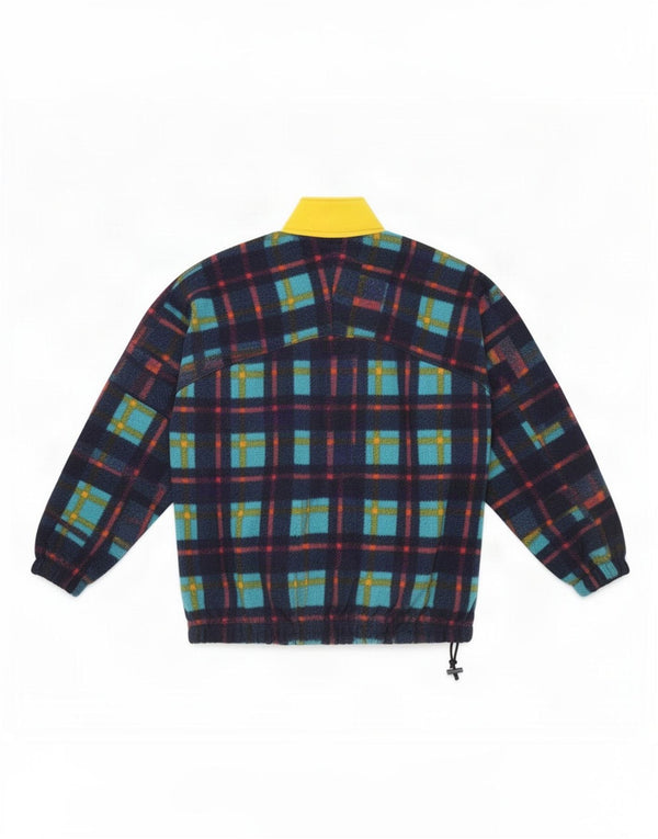 Colmar Herren-Fleecepullover mit Reißverschluss, 2XL, Marineblau kariert
