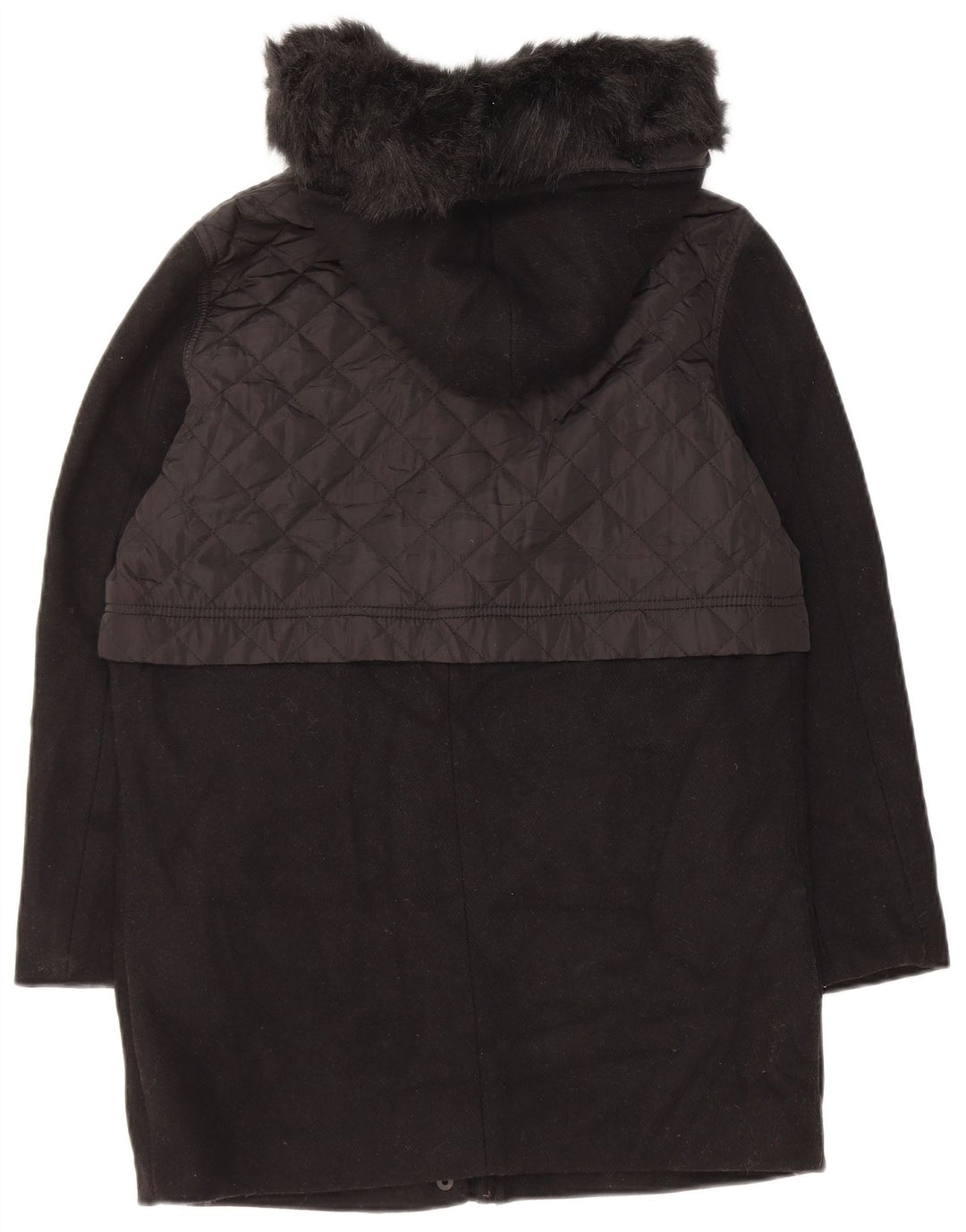 Marks & Spencer Damen-Dufflecoat mit Kapuze, UK 10, Größe S, schwarze Wolle