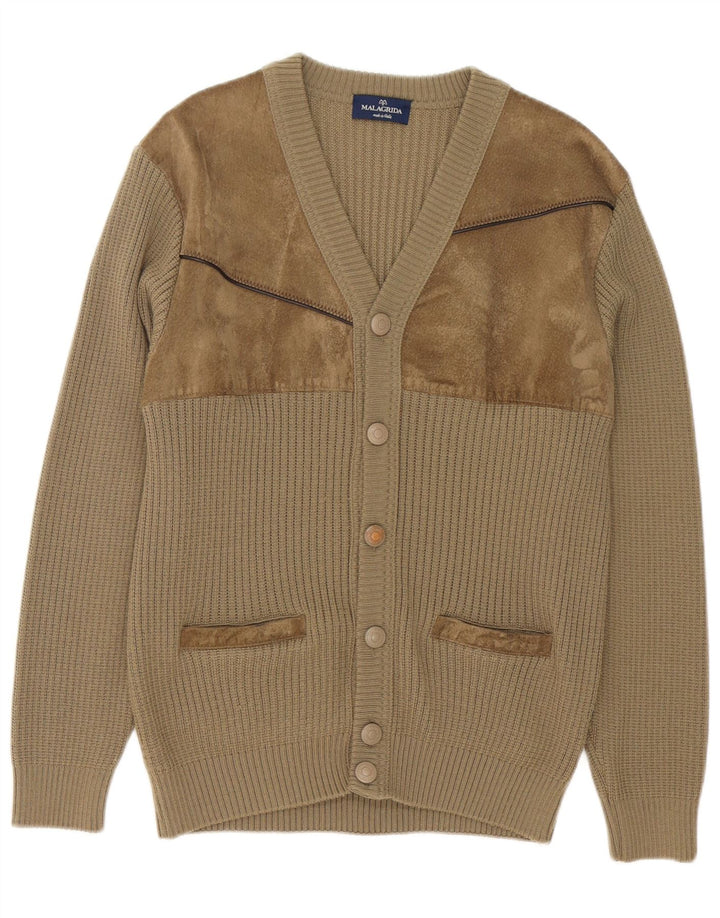 Malagrida Herren-Strickjacke, groß, beige Wolle