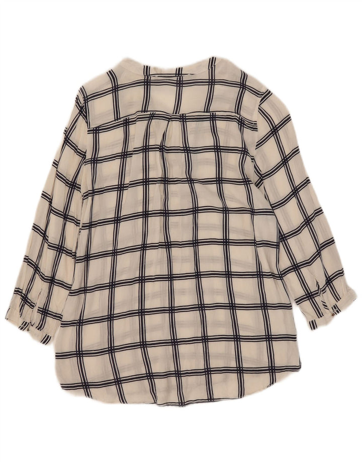 Zara Damen-Blusenoberteil mit 3/4-Ärmeln, UK 6 XS, weiß kariert