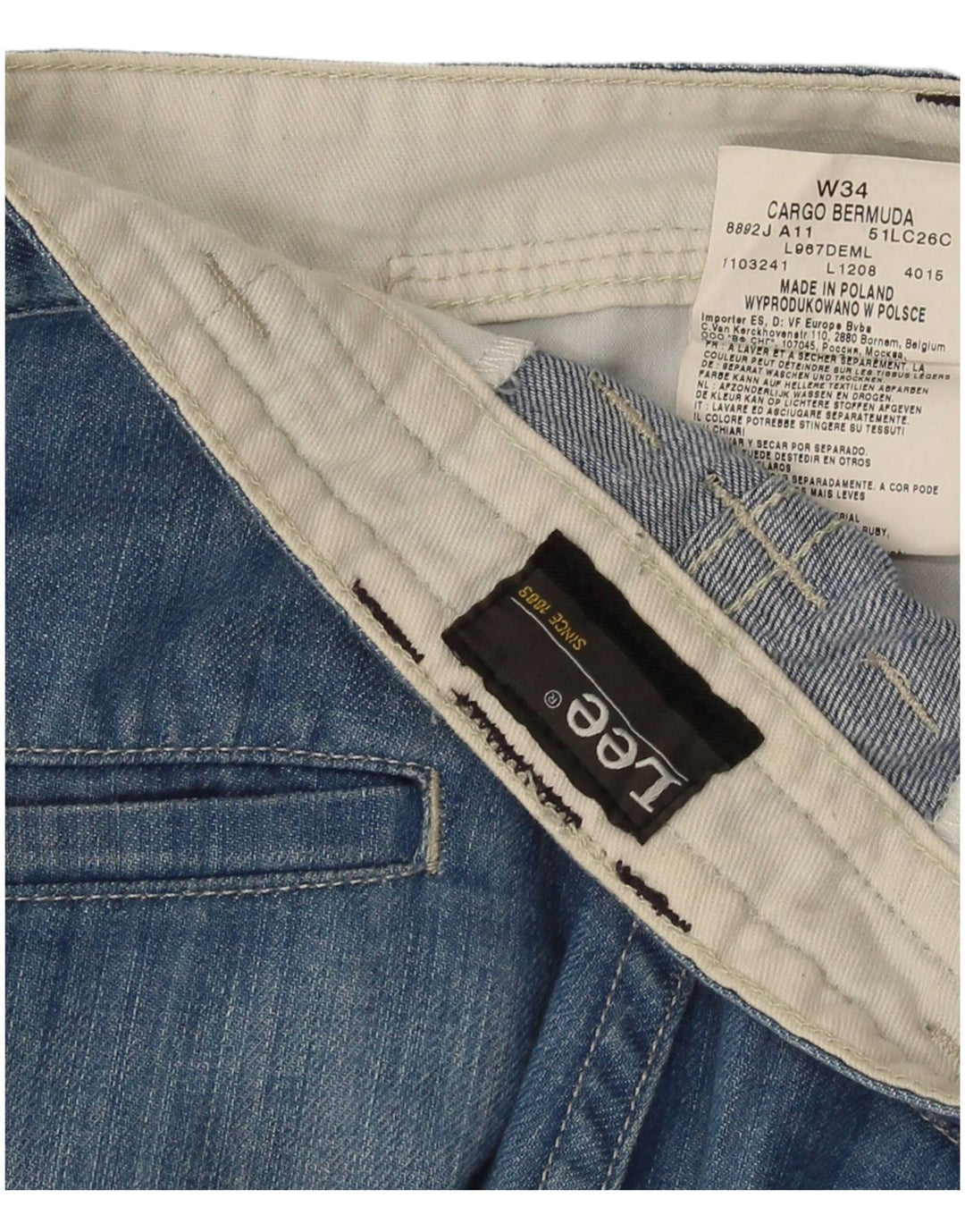 Lee Herren Bermuda Cargo Shorts W34 Große blaue Baumwolle