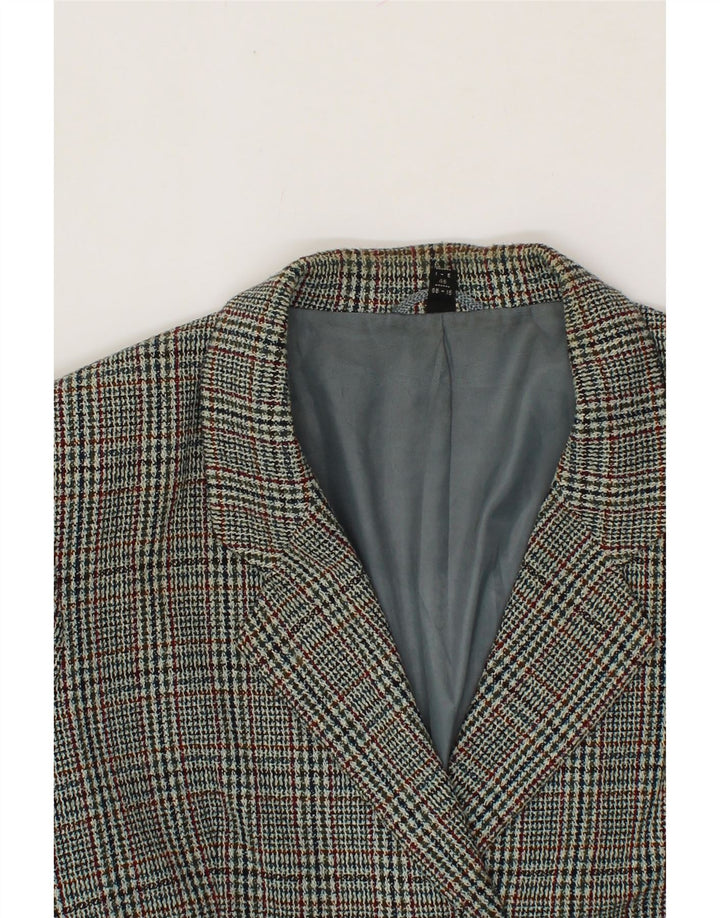 VINTAGE Womens Double Breasted Blazer Jacket UK 16 Large Grey Houndstooth Vintage Vintage and Second-Hand Vintage from Messina Hembry 