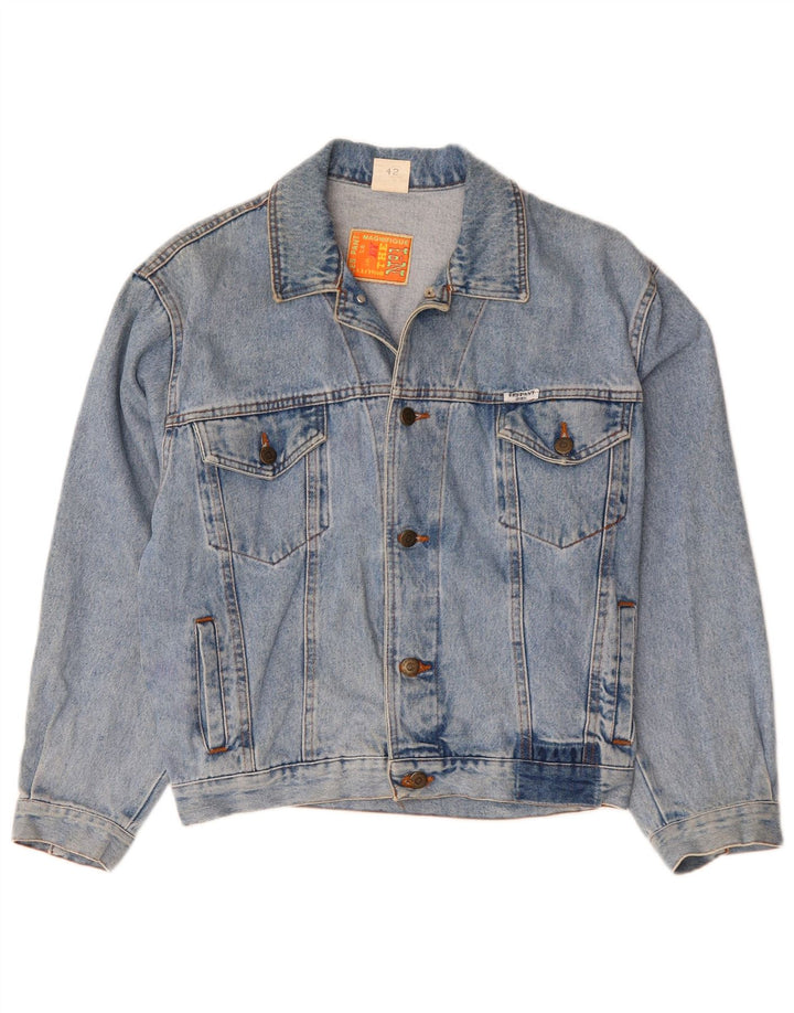 VINTAGE Damen Jeansjacke EU 42 Große blaue Baumwolle