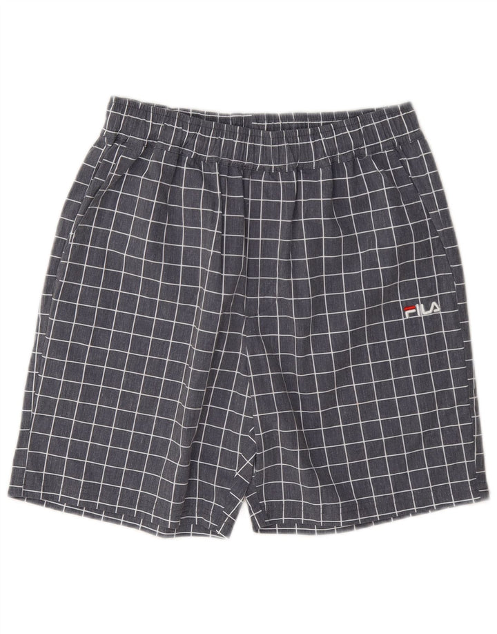 Fila Herren Sportshorts XS grau kariertes Polyester