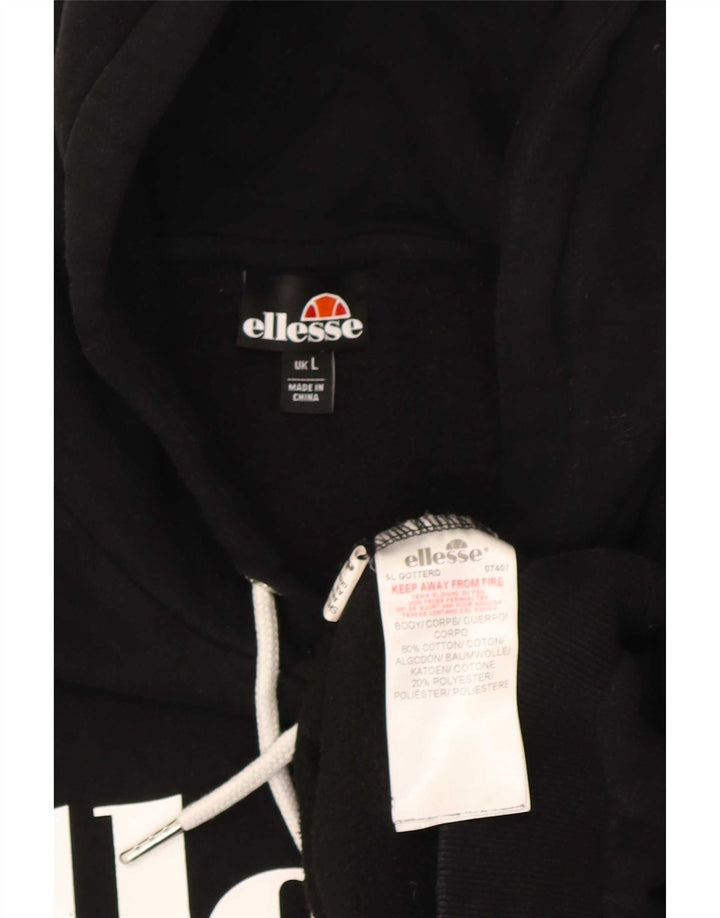 Ellesse Herren-Kapuzenpullover mit Grafik, groß, aus schwarzer Baumwolle