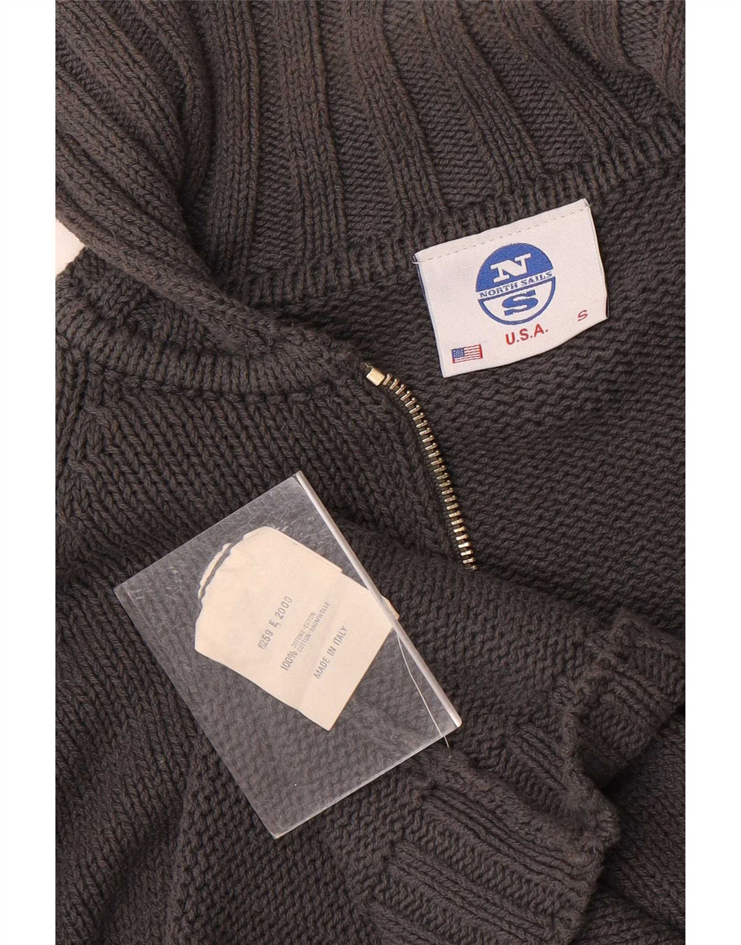 North Sails Herren-Cardigan mit durchgehendem Reißverschluss, Größe S, Grau, Baumwolle