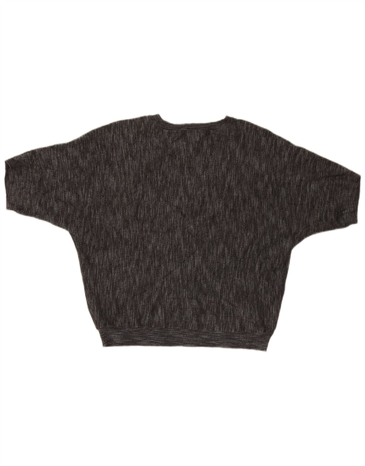 Kurzärmliger Damen-Pullover mit Rundhalsausschnitt von Dkny, Gr. 14, mittelgraue Viskose