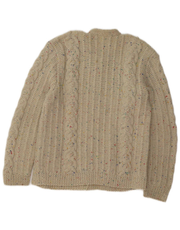 Vintage Damen Cardigan Pullover UK 14 Mittelbeige meliert