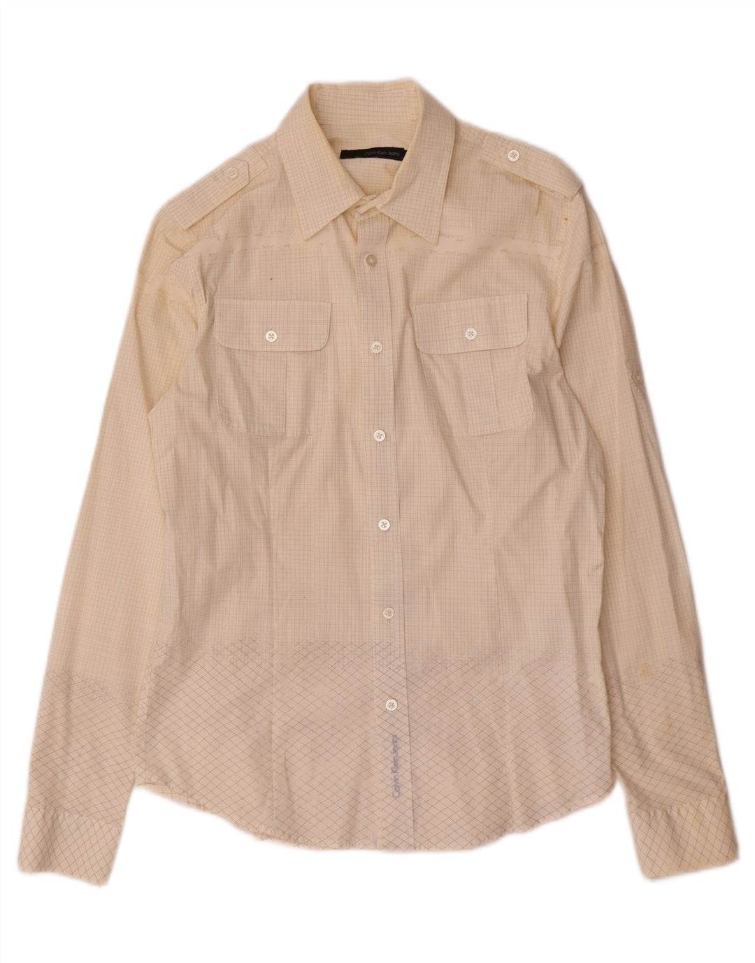 Calvin Klein Jeans Herrenhemd Medium Off White Check Cotton