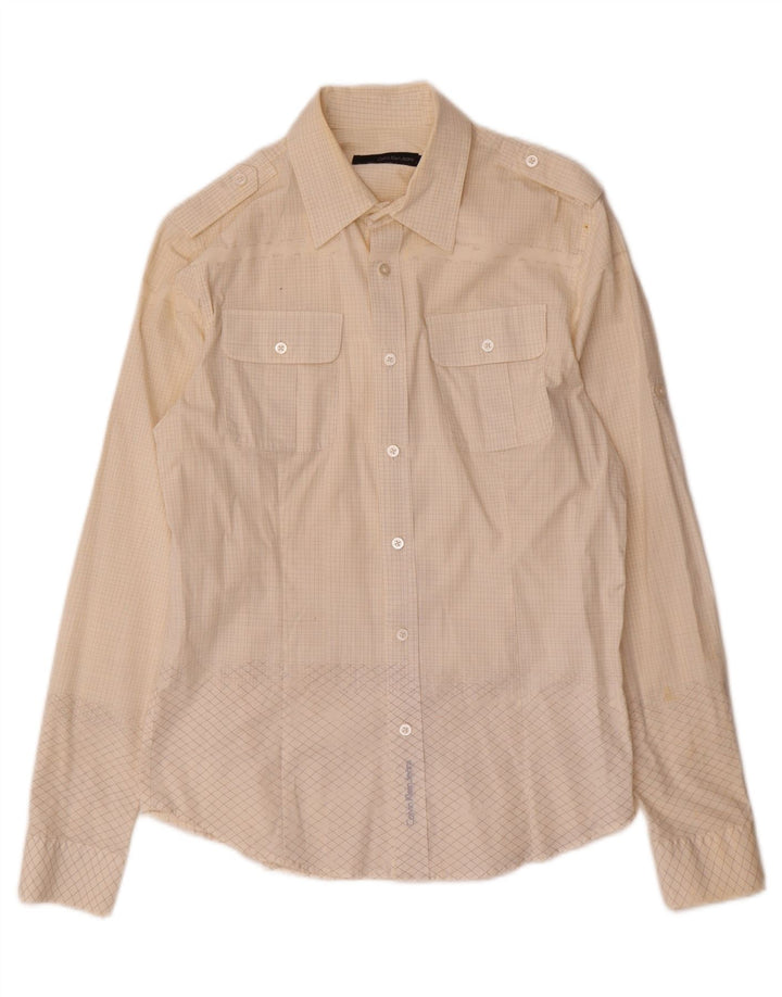 Calvin Klein Jeans Herrenhemd Medium Off White Check Cotton
