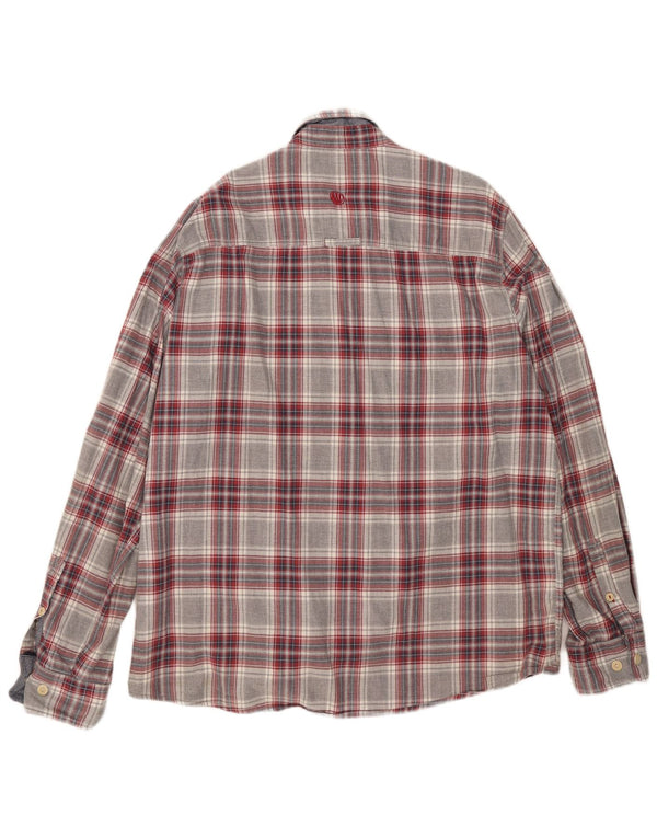 Fat Face Herren-Flanellhemd XL, grau kariert, Baumwolle