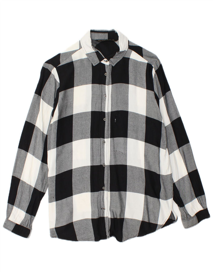 Zara Damen-Hemd UK 12 Medium Black Gingham