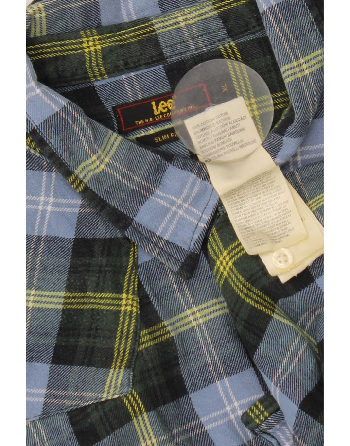 Lee Herren-Flanellhemd mit schmaler Passform, XL, blau kariert, Baumwolle