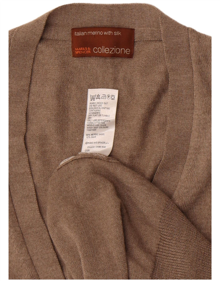Marks & Spencer Herren-Strickjacke, ärmellos, groß, braune Wolle