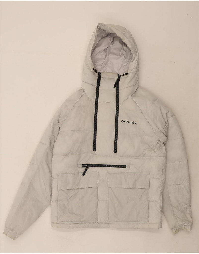 COLUMBIA Womens Hooded Pullover Padded Jacket UK 14 Medium Grey Nylon Vintage Columbia and Second-Hand Columbia from Messina Hembry 