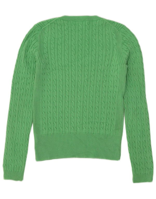 Tommy Hilfiger Damen Crop V-Ausschnitt Pullover Pullover UK 10 Small Grüne Baumwolle