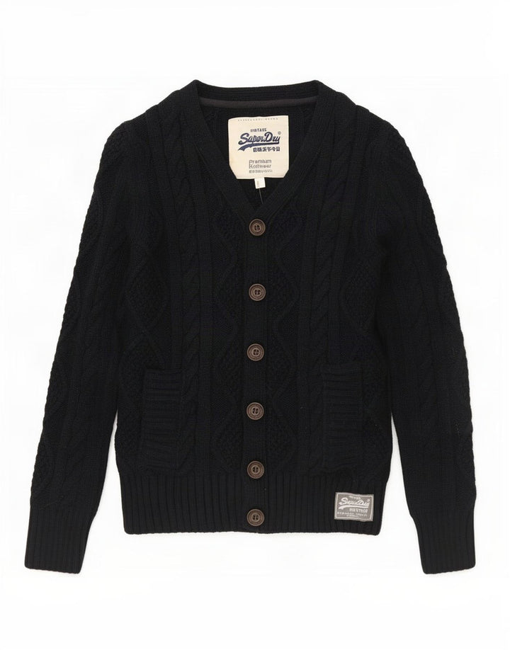 Superdry Herren-Cardigan aus geflecktem Polyester in mittlerem Marineblau