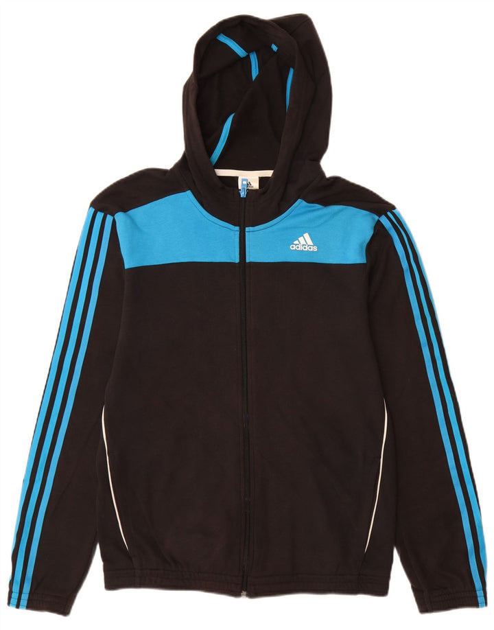 ADIDAS Herren-Kapuzenpullover mit Reißverschluss, klein, schwarz, Colourblock-Baumwolle