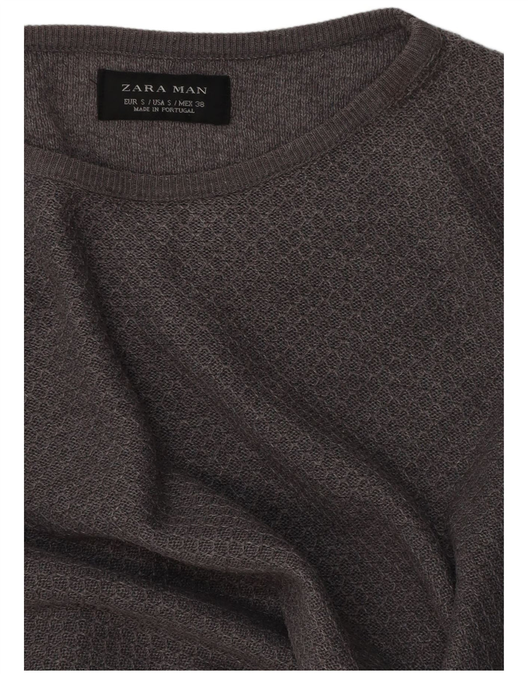 Zara Herren-Pullover mit U-Boot-Ausschnitt, Größe S, Grau