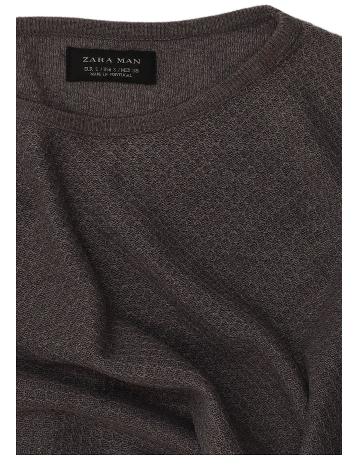 Zara Herren-Pullover mit U-Boot-Ausschnitt, Größe S, Grau
