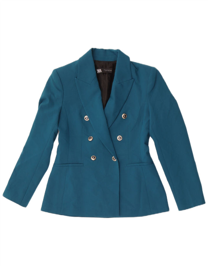 Zweireihiger Blazer für Damen von Zara, UK 12, Mittelblau, Polyester