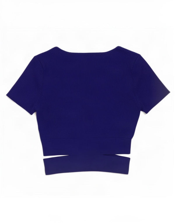 Zara Damen Crop Top UK 8 Small Blaue Viskose