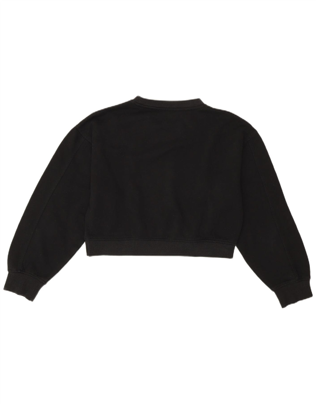 Zara Damen Crop Oversized Sweatshirt Pullover UK 10 Small Schwarz Baumwolle