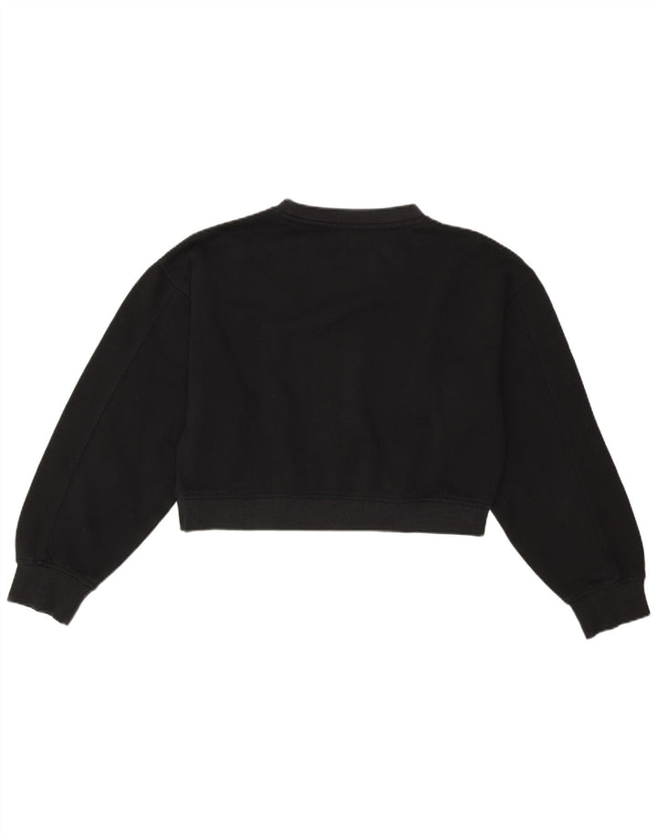 Zara Damen Crop Oversized Sweatshirt Pullover UK 10 Small Schwarz Baumwolle