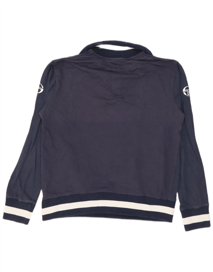 Sergio Tacchini Herren-Sweatshirt mit grafischem Reißverschluss und Rundhalsausschnitt, Größe S, Marineblau
