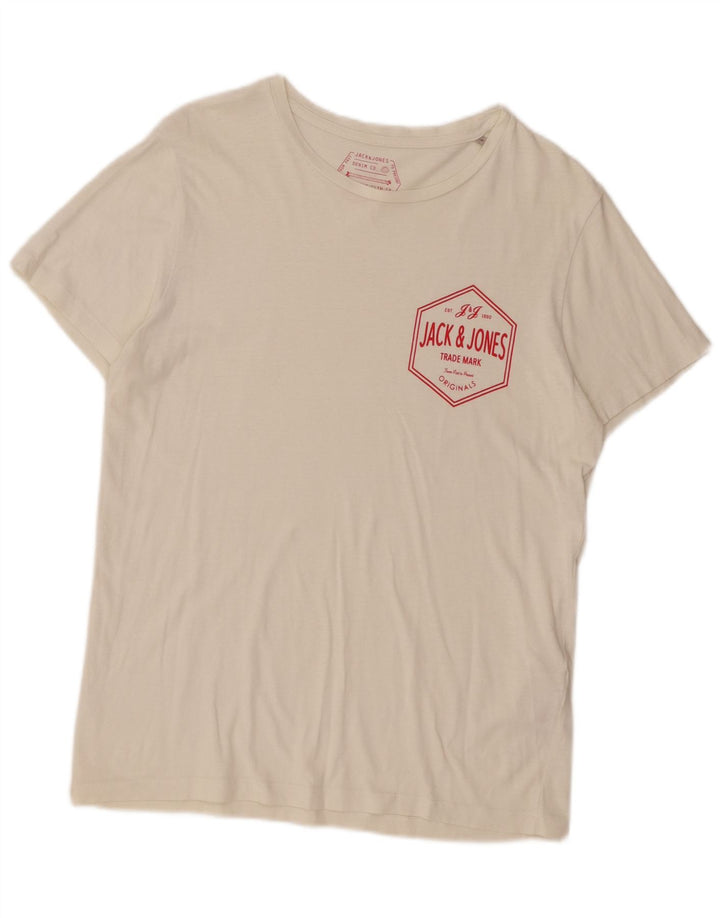 Jack & Jones Herren-T-Shirt mit Grafik, Größe S, weiße Baumwolle