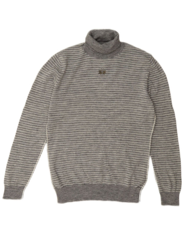 La Martina Rollkragenpullover für Damen, Größe 5, XL, grau gestreift, Acryl