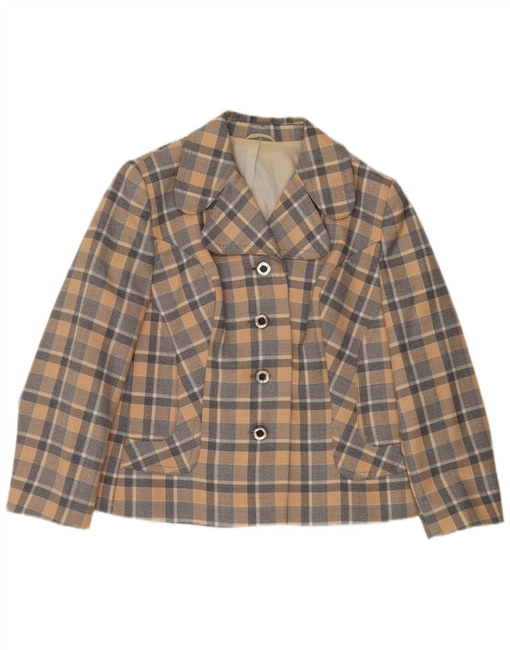 Trevira Damen-Blazerjacke mit 4 Knöpfen, Größe M, mehrfarbig, kariert